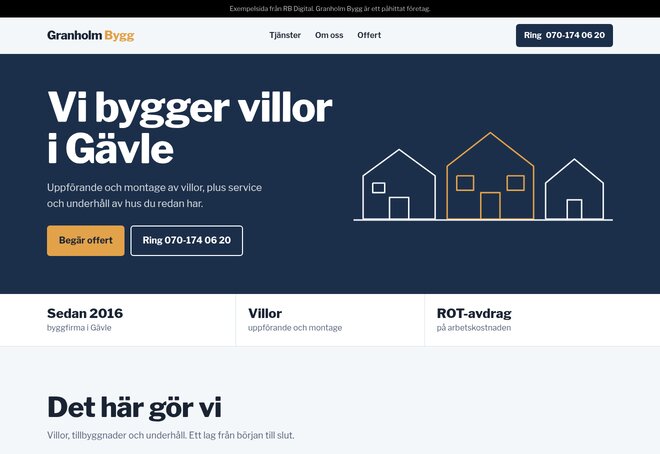 Exempelsida för en byggfirma