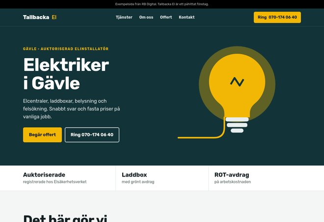 Exempelsida för elektriker