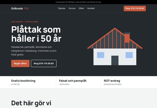 Exempelsida för plåtslagare