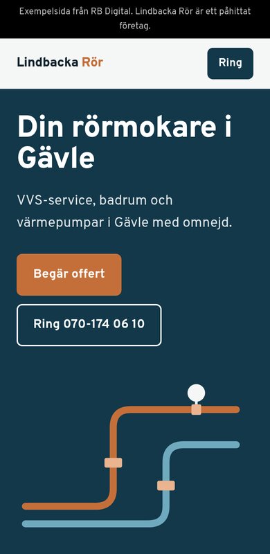 Exempelsida för rörmokare i mobilen
